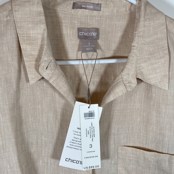 Chico's No-Iron Linen High-Low Shirttail-Hem Tunic - Picture 4 of 4